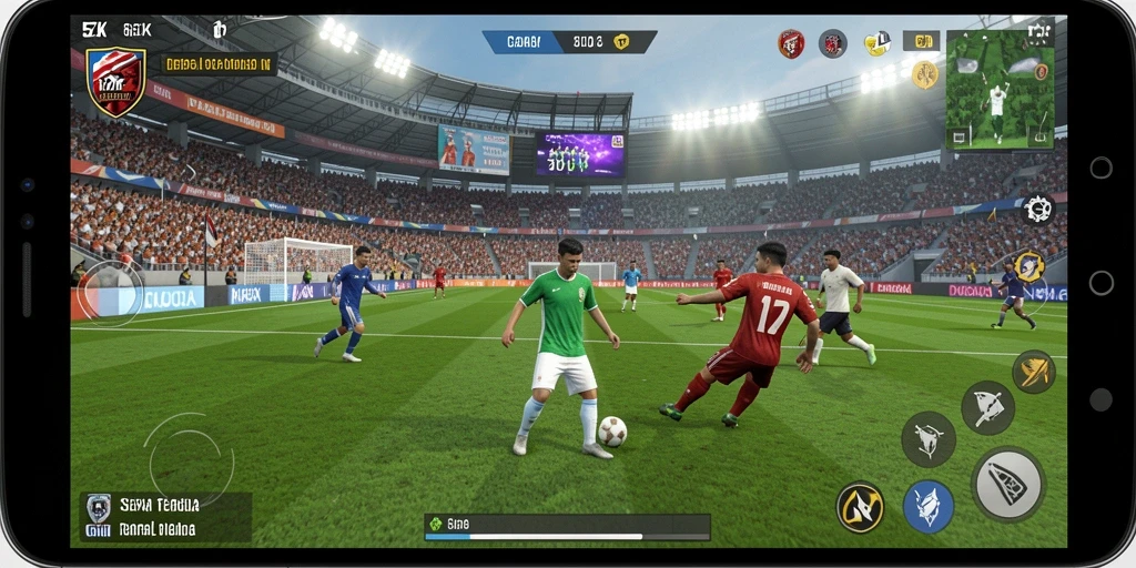 Tampilan gameplay 5ZK yang penuh aksi dan strategi dalam pertandingan sepak bola.