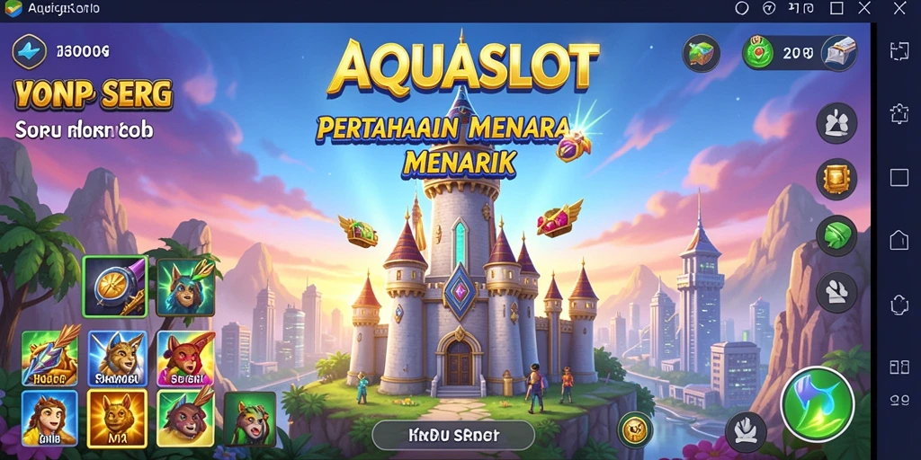 Tampilan gameplay AQUASLOT yang mendebarkan di Tower Defense.