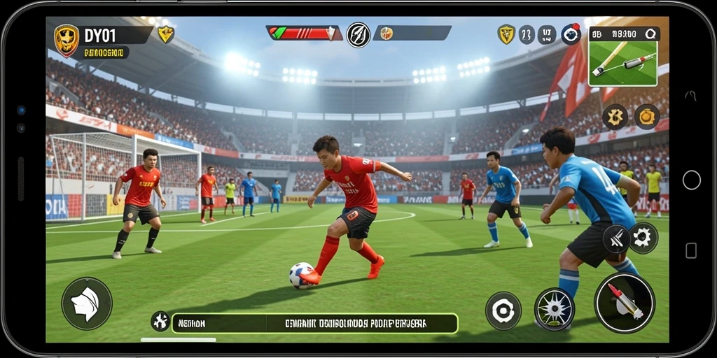 Screenshot utama DY01 menampilkan aksi mendebarkan dalam permainan olahraga.