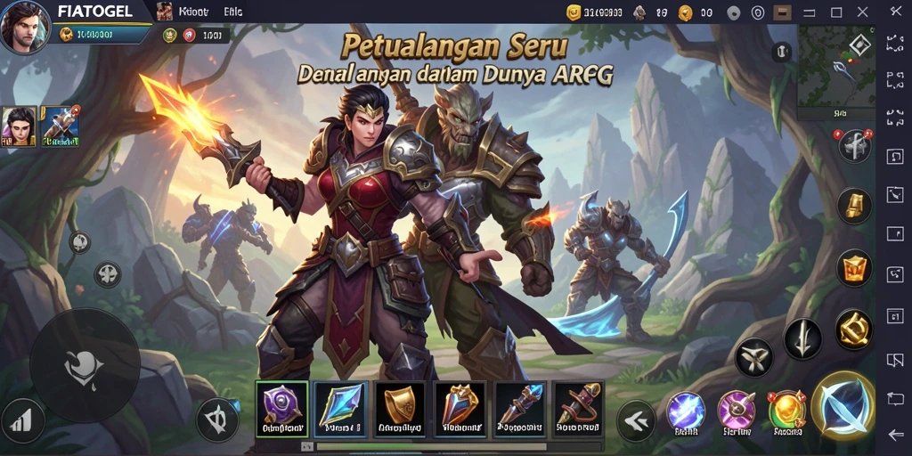 Screenshot gameplay ARPG FIATOGEL yang mendebarkan dengan pertarungan intens.
