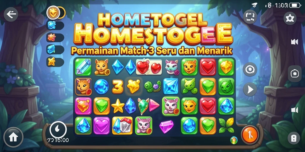 Screenshot gameplay HOMETOGEL yang penuh warna dan menarik.