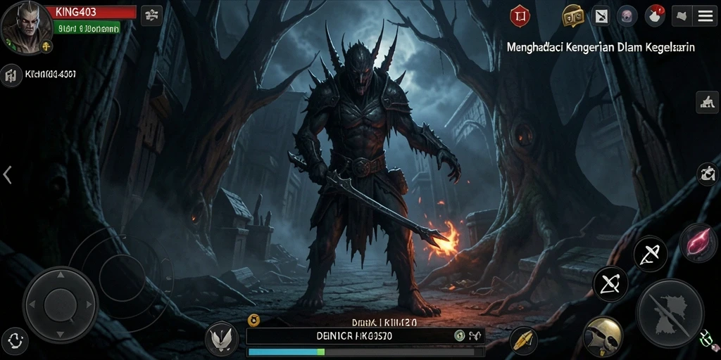 Screenshot gameplay KING403 menunjukkan atmosfer Horror yang mencekam.