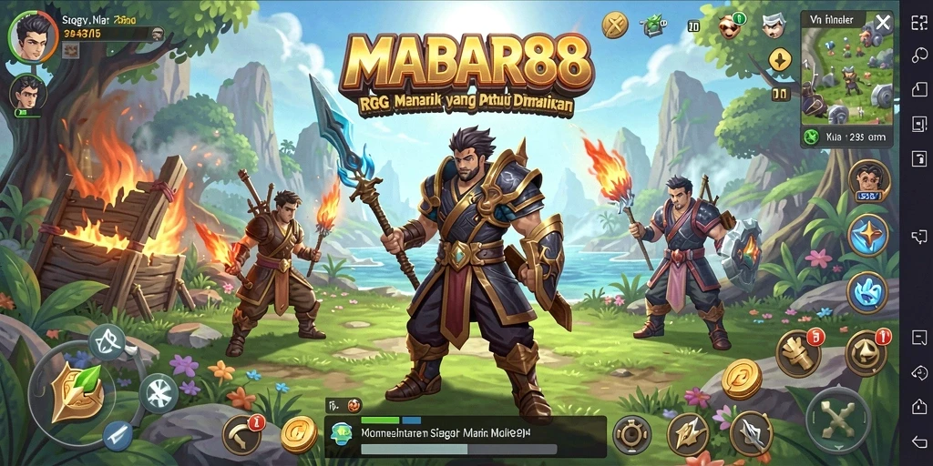 Screenshot MABAR88 menampilkan aksi pertarungan RPG yang seru.