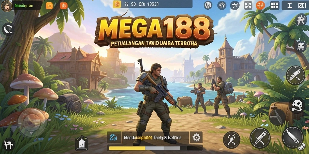 Screenshot MEGA188 menampilkan pemain menjelajah dunia terbuka.