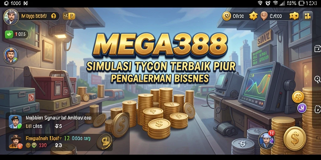Screenshot gameplay MEGA388 menampilkan simulasi pengelolaan bisnis.