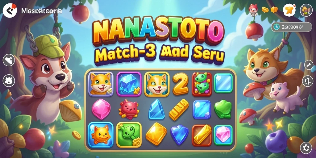 Tampilan gameplay seru dari permainan Match-3 NANASTOTO.