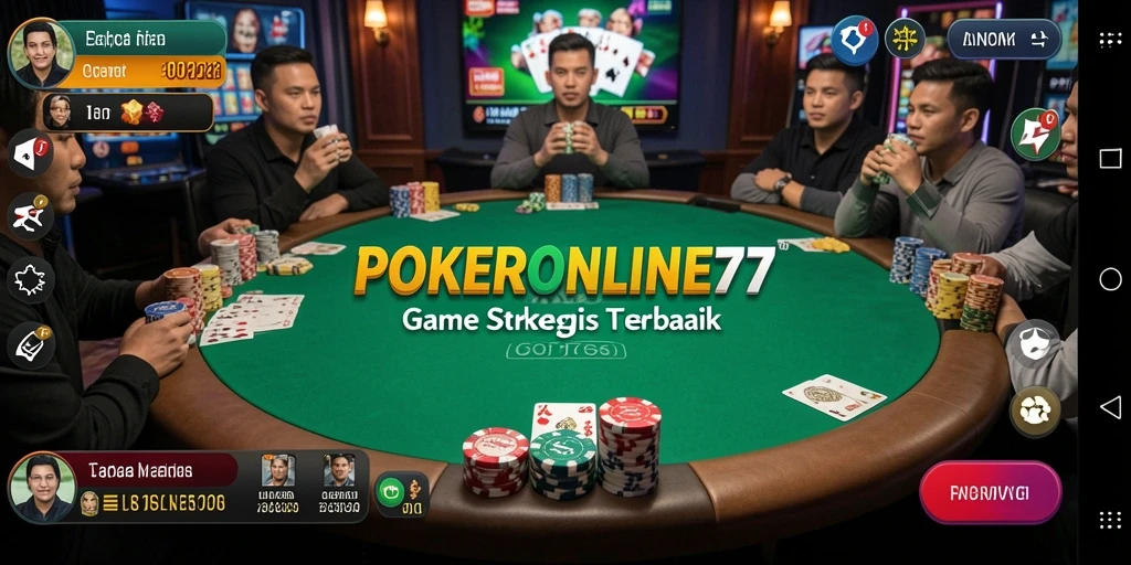 Tampilan gameplay seru dari POKERONLINE77 dengan aksi poker yang mendebarkan.