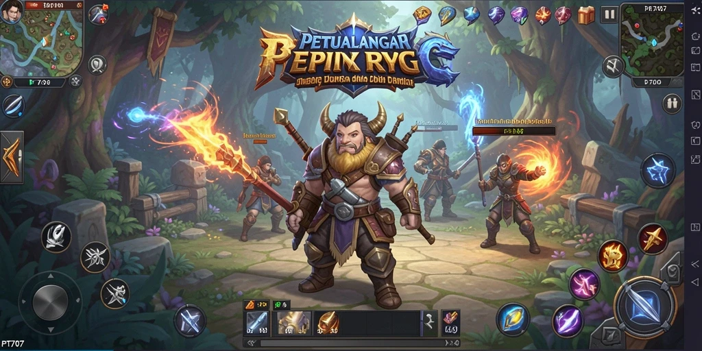 Screenshot PT707 menunjukkan aksi seru dalam petualangan RPG.