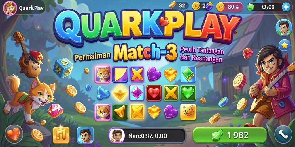 Tampilan mengasyikkan gameplay Match-3 dari QUARKPLAY.