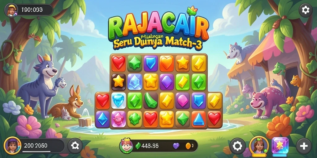Gameplay seru RAJACAIR dalam genre Match-3 dengan efek visual menakjubkan.