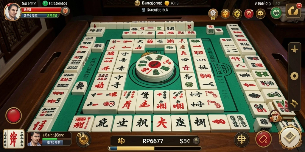 Tampilan seru gameplay Mahjong di RP6677 dengan grafis menarik.