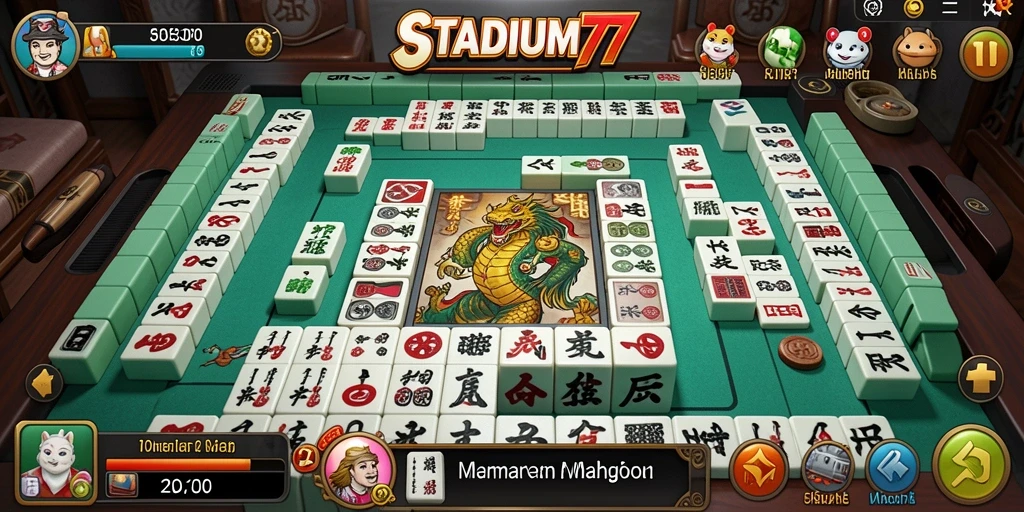 Screenshot gameplay STADIUM77 menampilkan suasana seru permainan Mahjong.